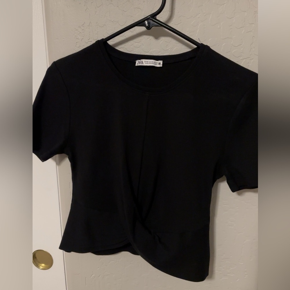 ZARA cropped black top